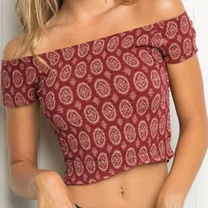 Brandy Melville off-the-shoulder boho crop top